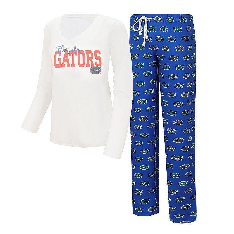 Womens Concepts Sport /Royal Florida Gators Long Sleeve V-Neck T-Shirt & Gauge Pants Sleep Set Product Image