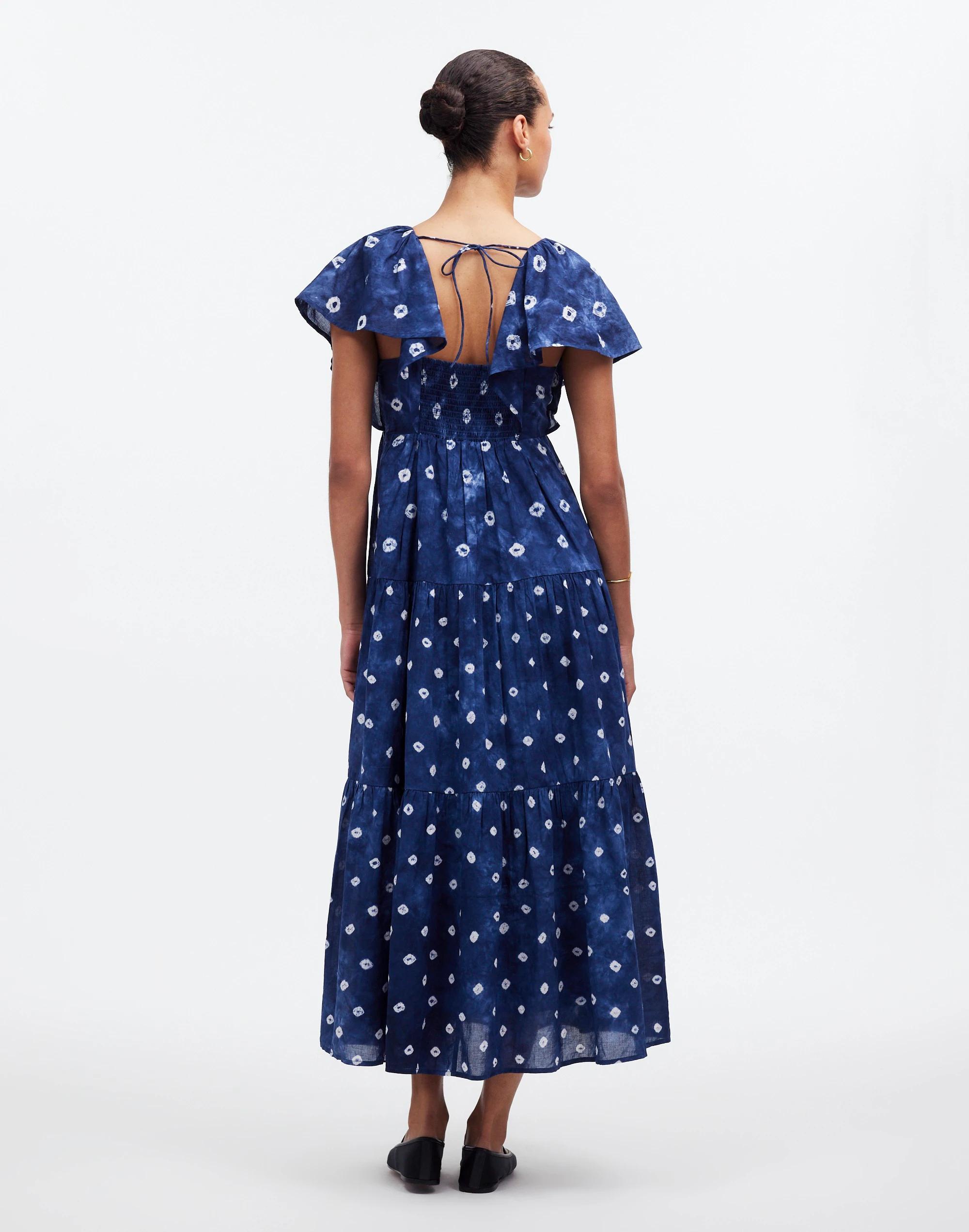 Tie-Back Tiered Midi Dress in Shibori Product Image