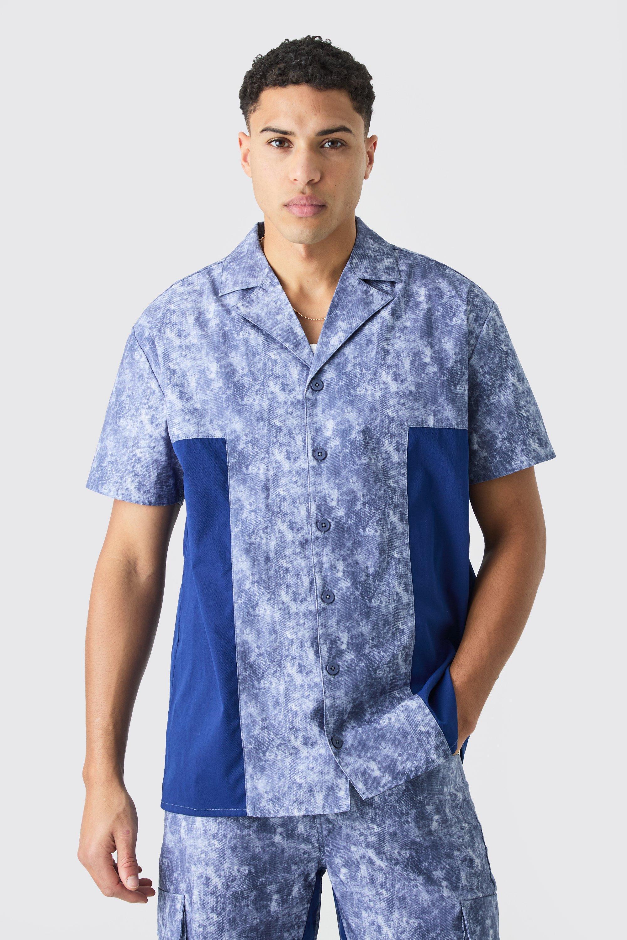 Camo Twill Short Sleeve Gusset Detail Shirt | boohooMAN USA Product Image