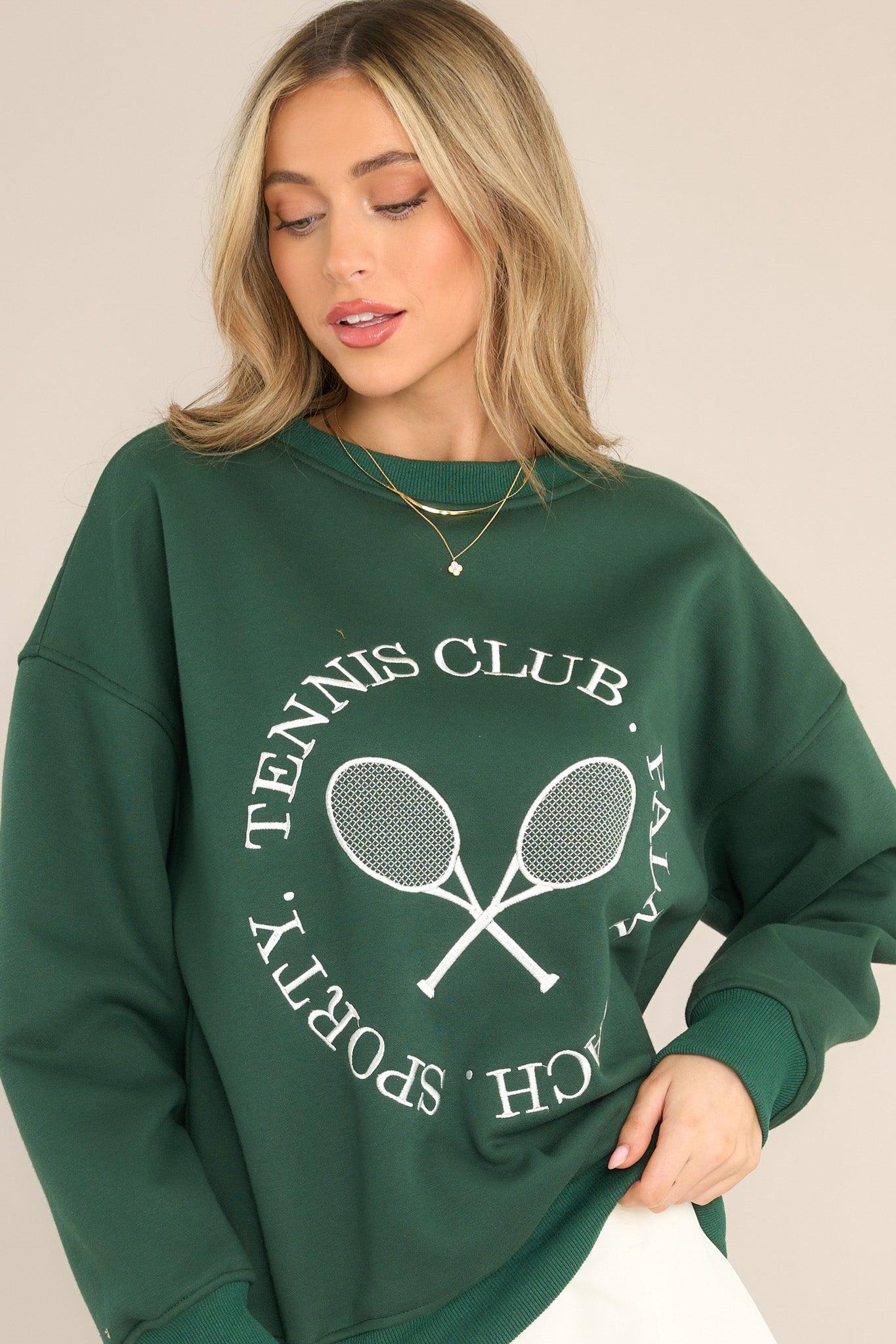 Your Serve Green Tennis Oversized Crewneck Sweatshirt Product Image