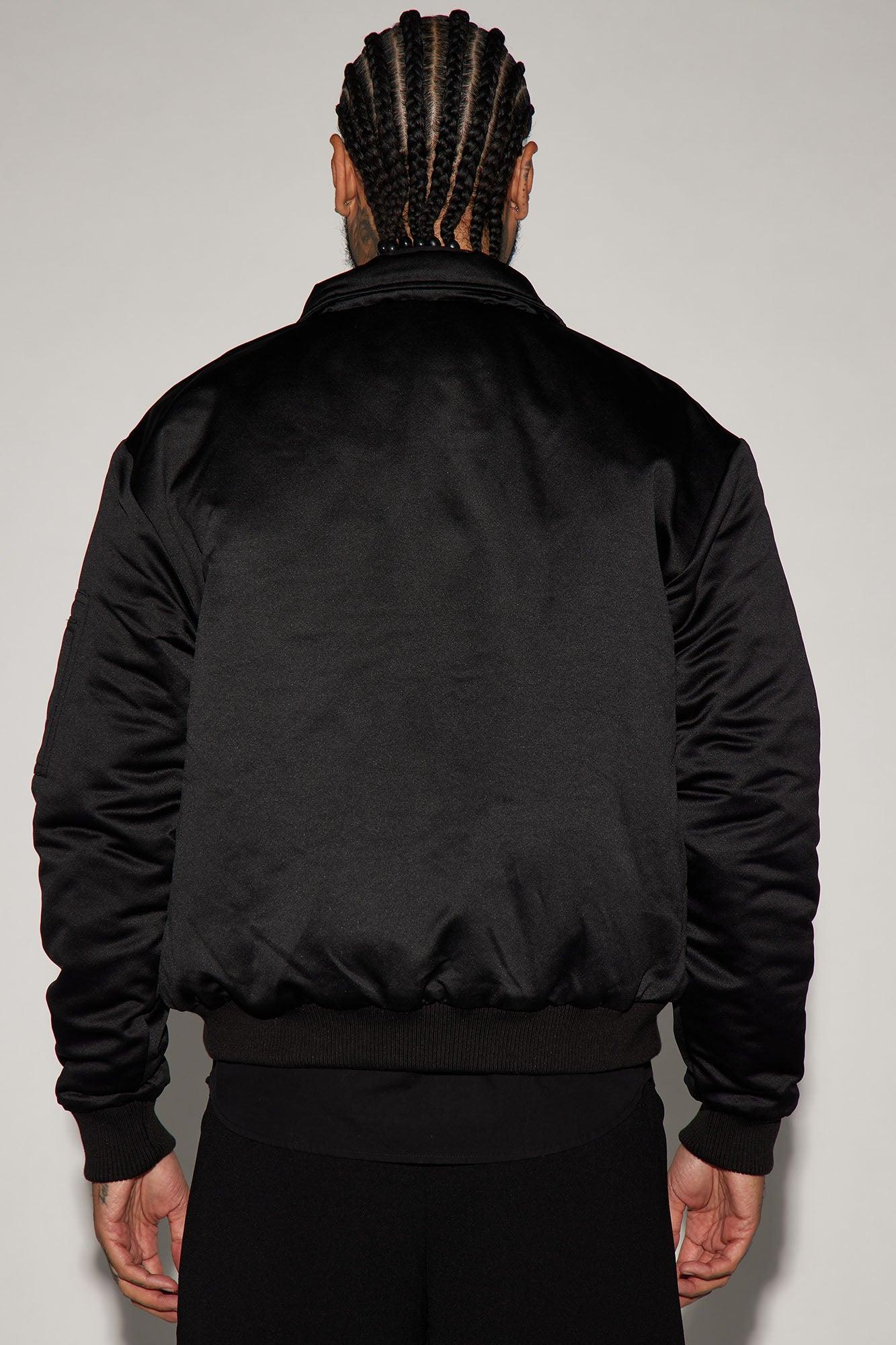 Lux Collared Bomber Jacket - Black Product Image