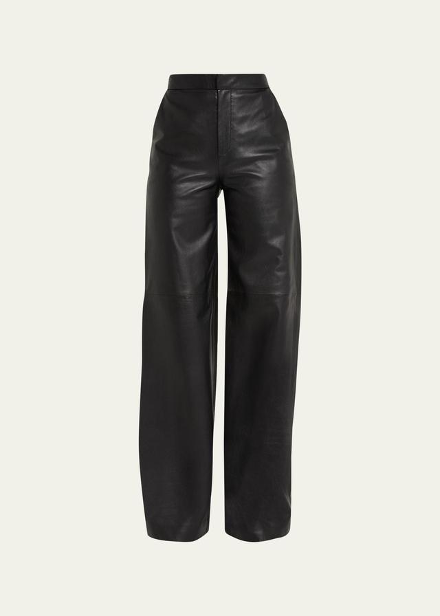 Womens Livvy Leather Straight-Leg Pants Product Image