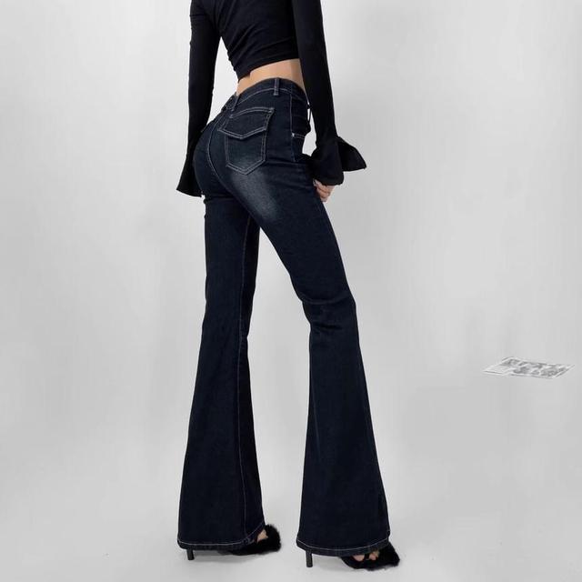 High Rise Washed Flared Jeans Product Image