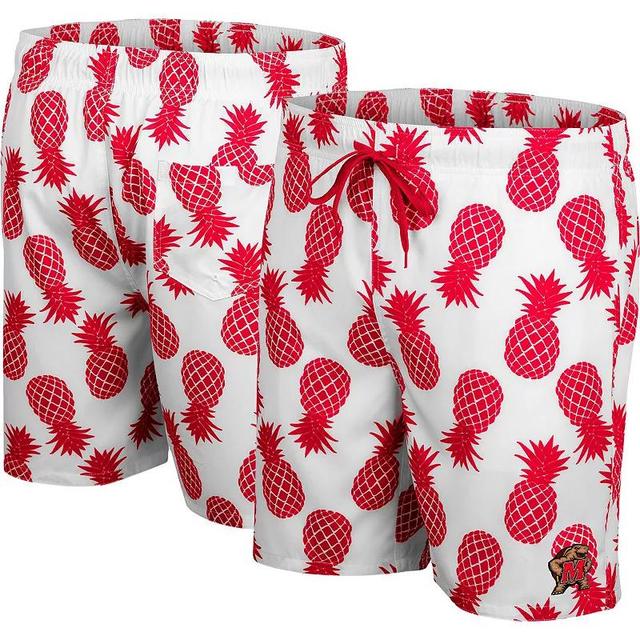 Mens Colosseum White Maryland Terrapins Pineapples Swim Shorts Product Image