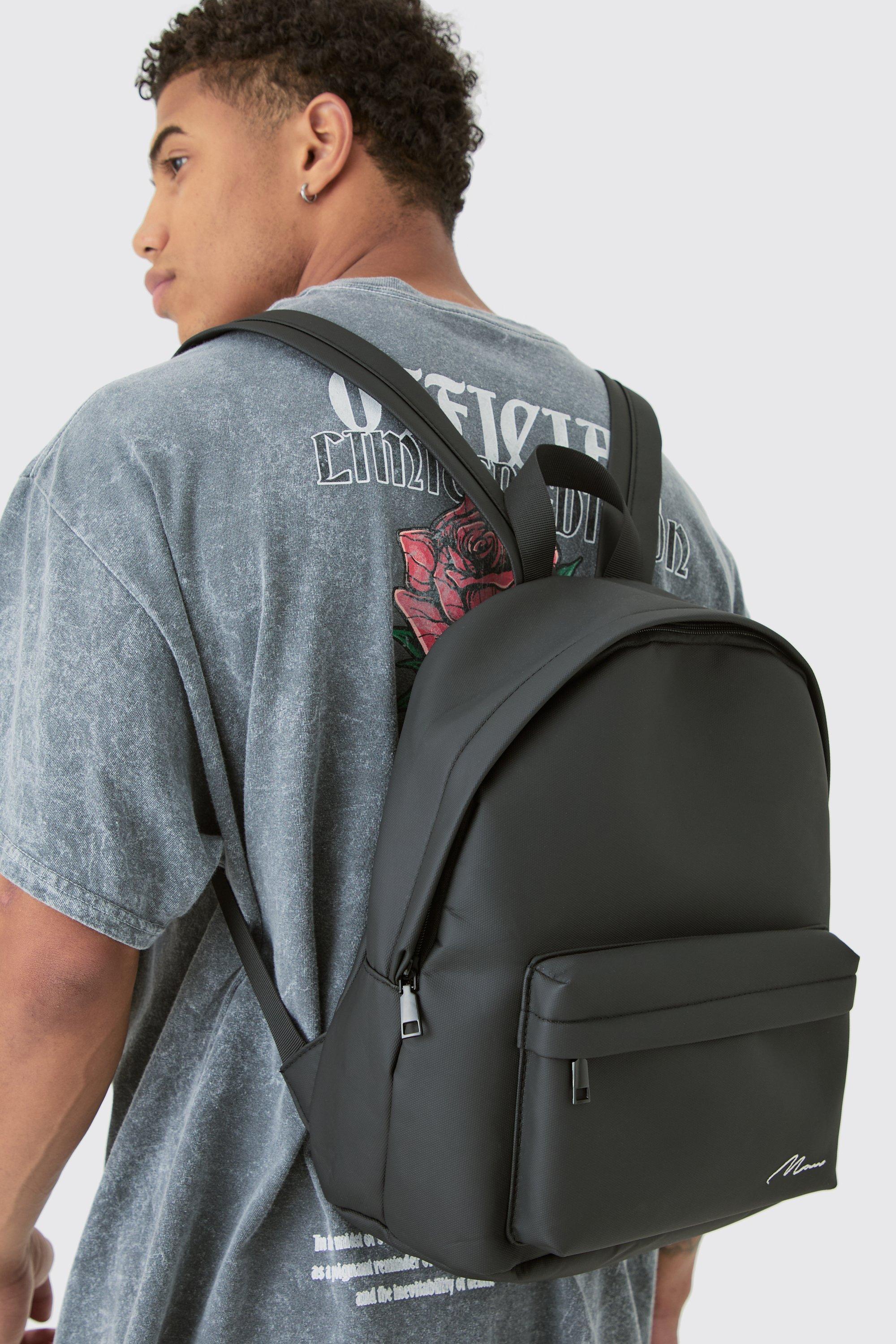 Man Signature Basic Rucksack In Black | boohooMAN USA Product Image