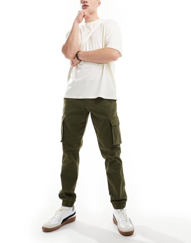 ONLY & SONS tapered fit cargo pants with cuffed bottom in khaki Product Image