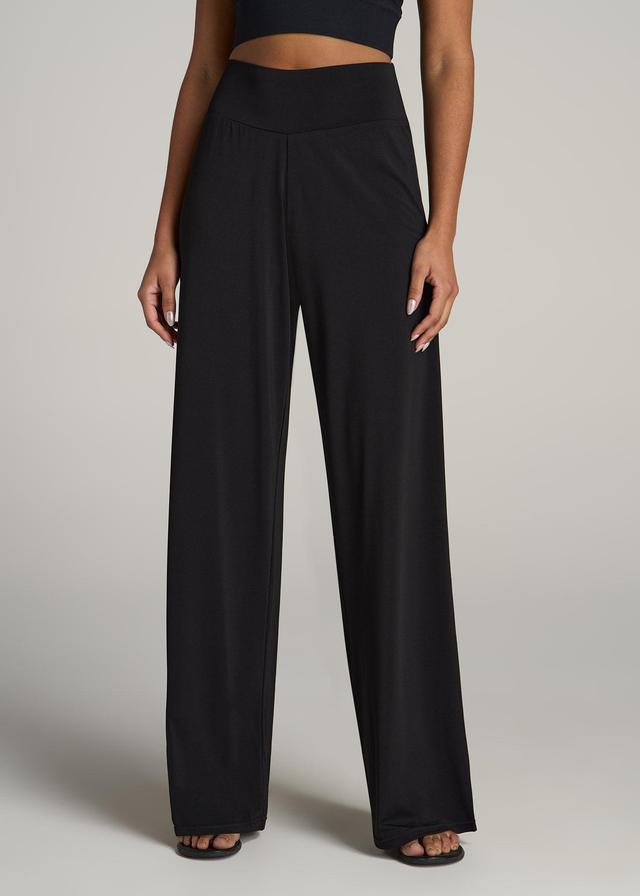 Pull On Breezy Wide Leg Pants for Tall Women in Black Female Product Image