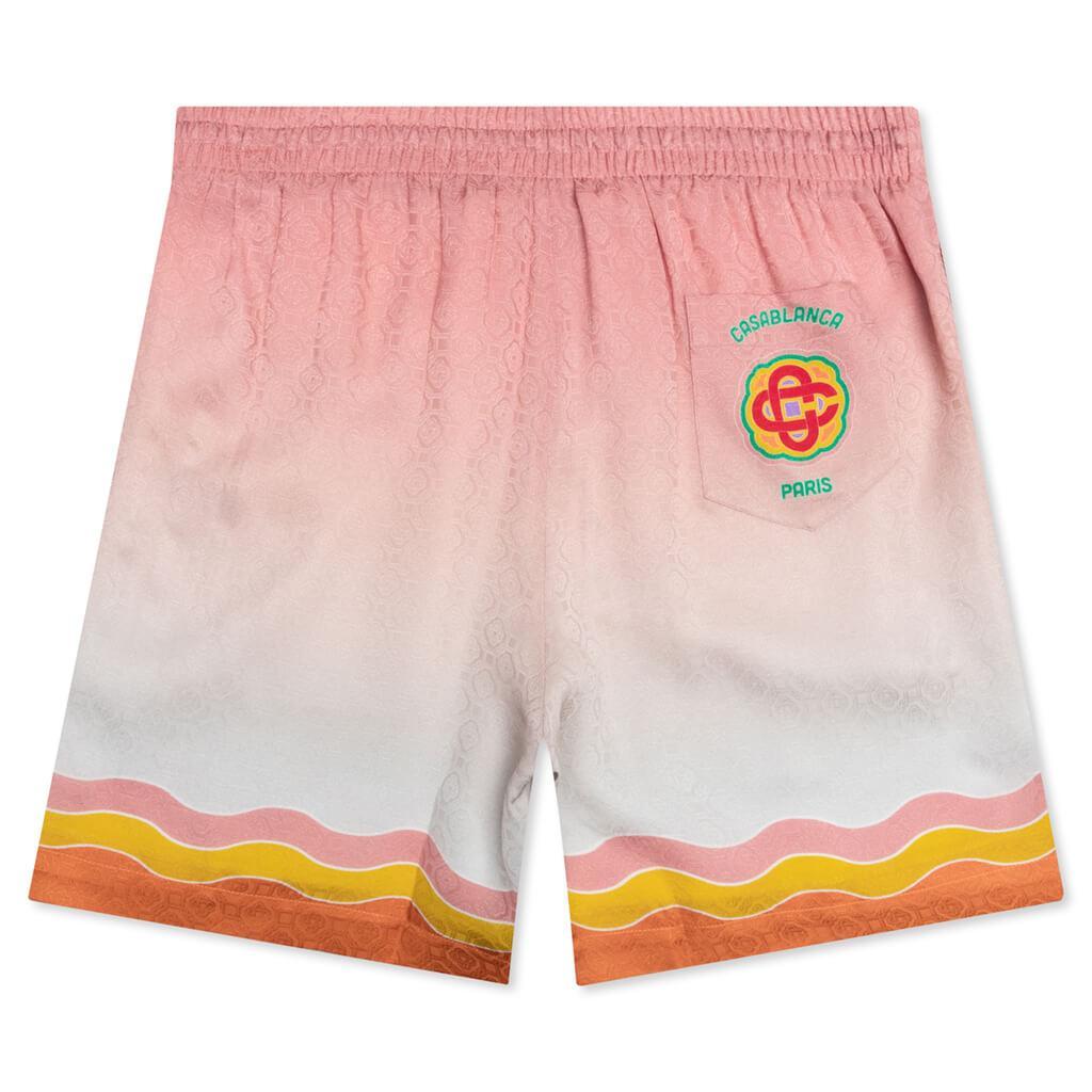 Rainbow Monogram Printed Silk Shorts - White Male Product Image