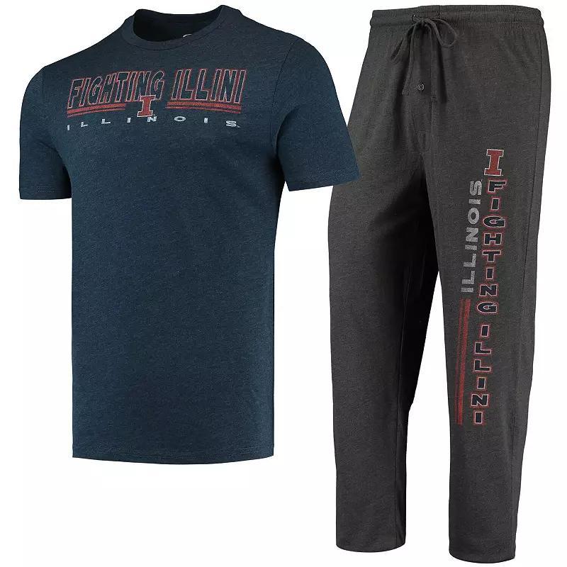 Mens Concepts Sport Heathered Charcoal Illinois Fighting Illini Meter T-shirt and Pants Sleep Set - Heathered Charcoal Product Image