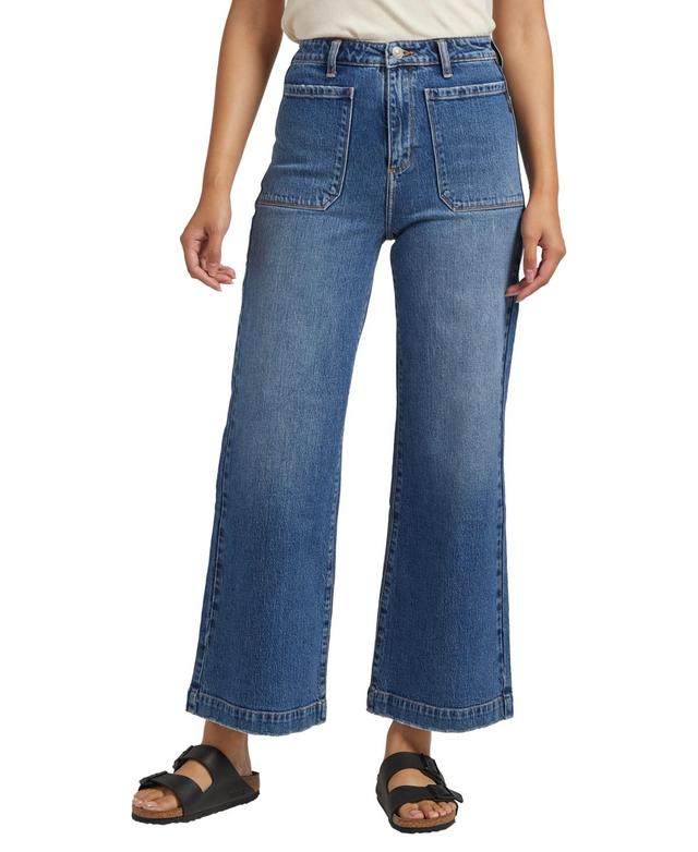 Silver Jeans Co. Womens Vintage-Inspired Patch Pocket Wide Leg High Rise Jeans Product Image