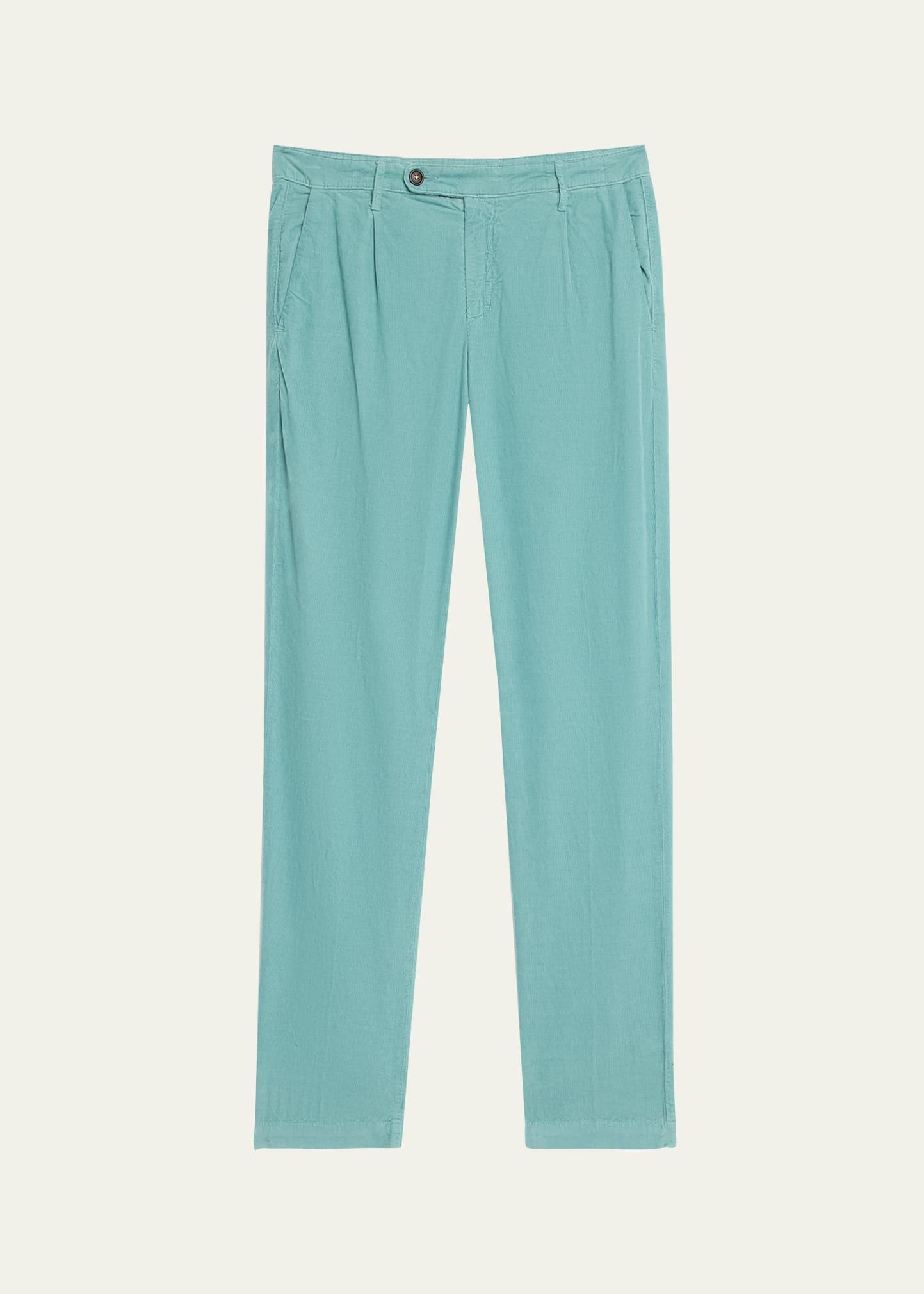 Mens Micro-Corduroy Pleated Trousers Product Image