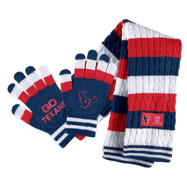 Womens WEAR by Erin Andrews Houston Texans Striped Scarf & Gloves Set Product Image