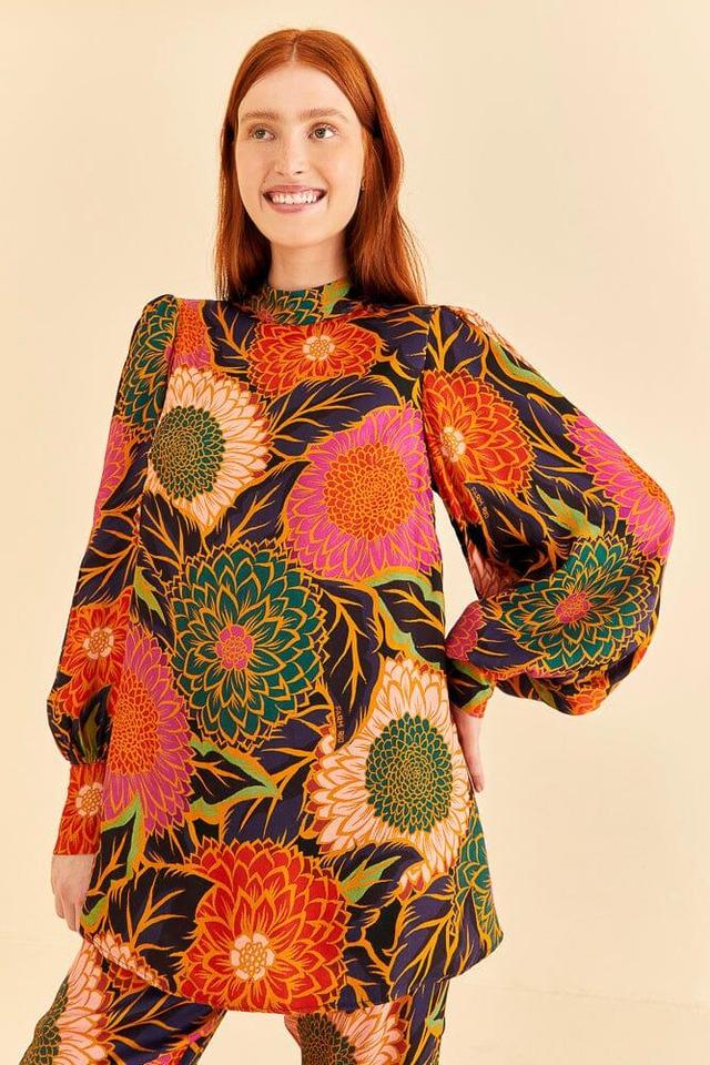 Multicolor Vintage Garden Satin Blouse Product Image