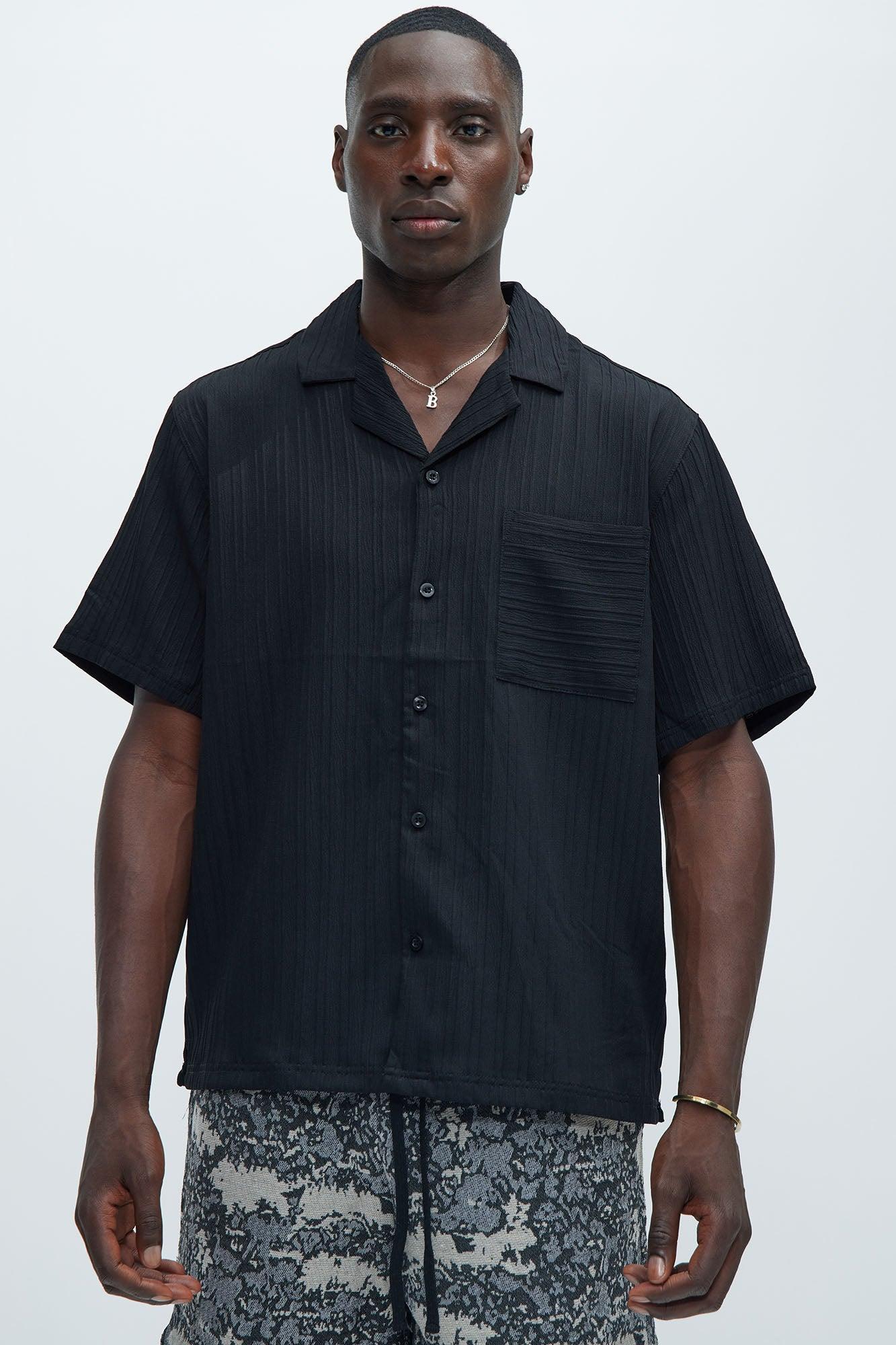 Dobby Textured Shirt - Black Product Image