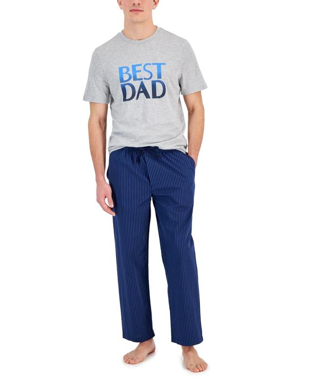 Club Room Mens 2-Pc. Best Dad Graphic T-Shirt & Stripe Pajama Pants Set, Created for Macys Product Image