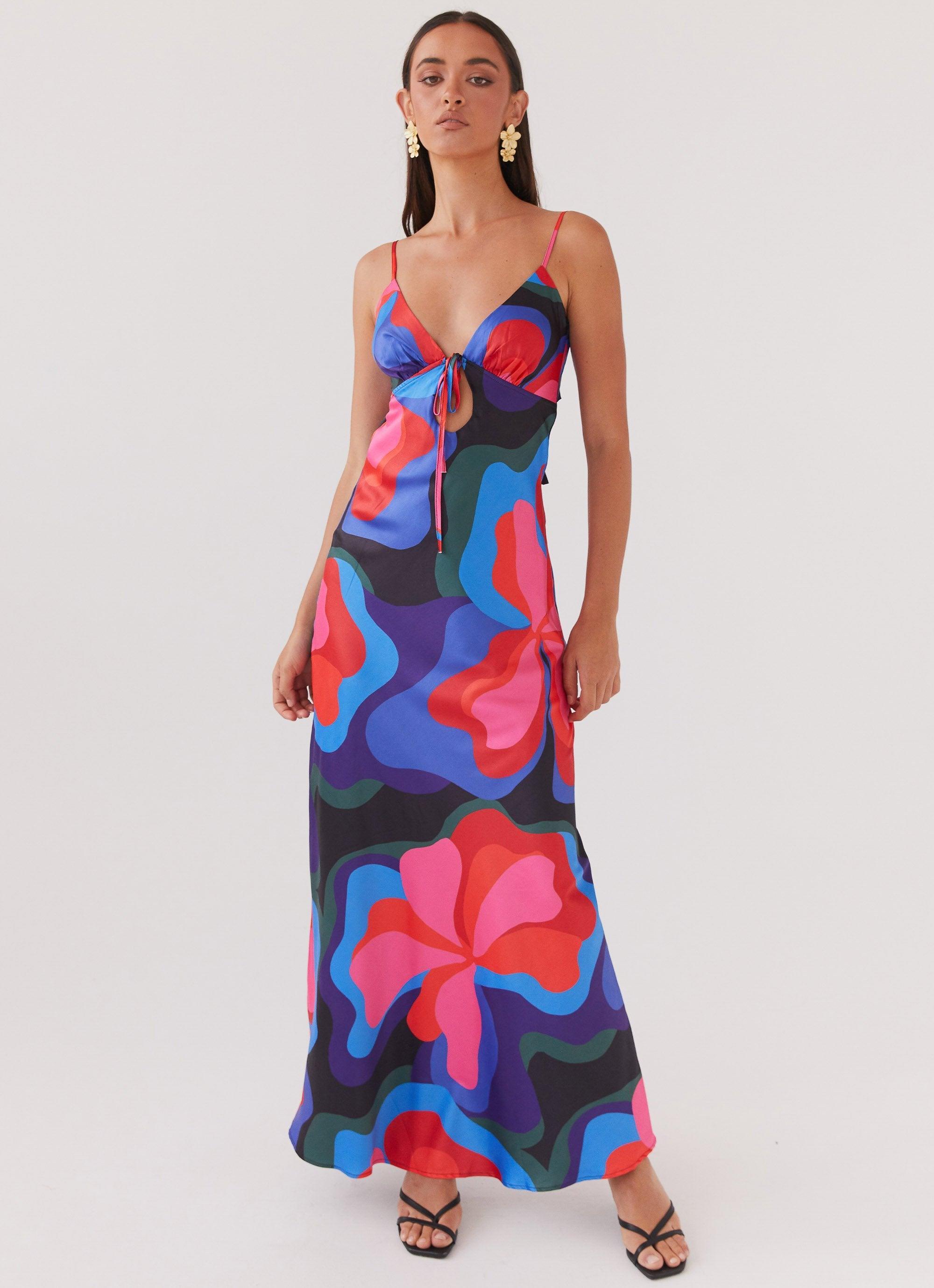 Flora Satin Maxi Dress - Floral Fantasy Product Image