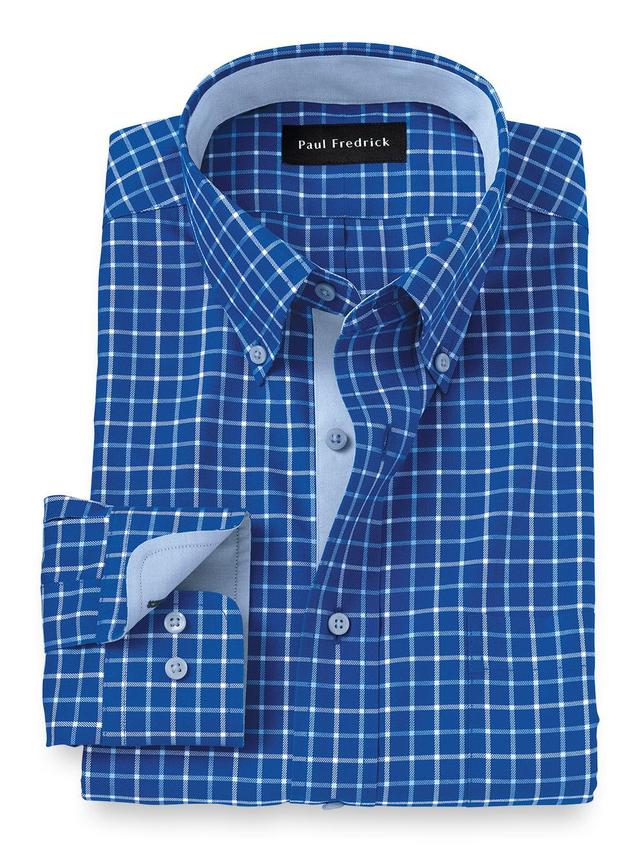 Non-iron Cotton Check Dress Shirt With Contrast Trim Product Image