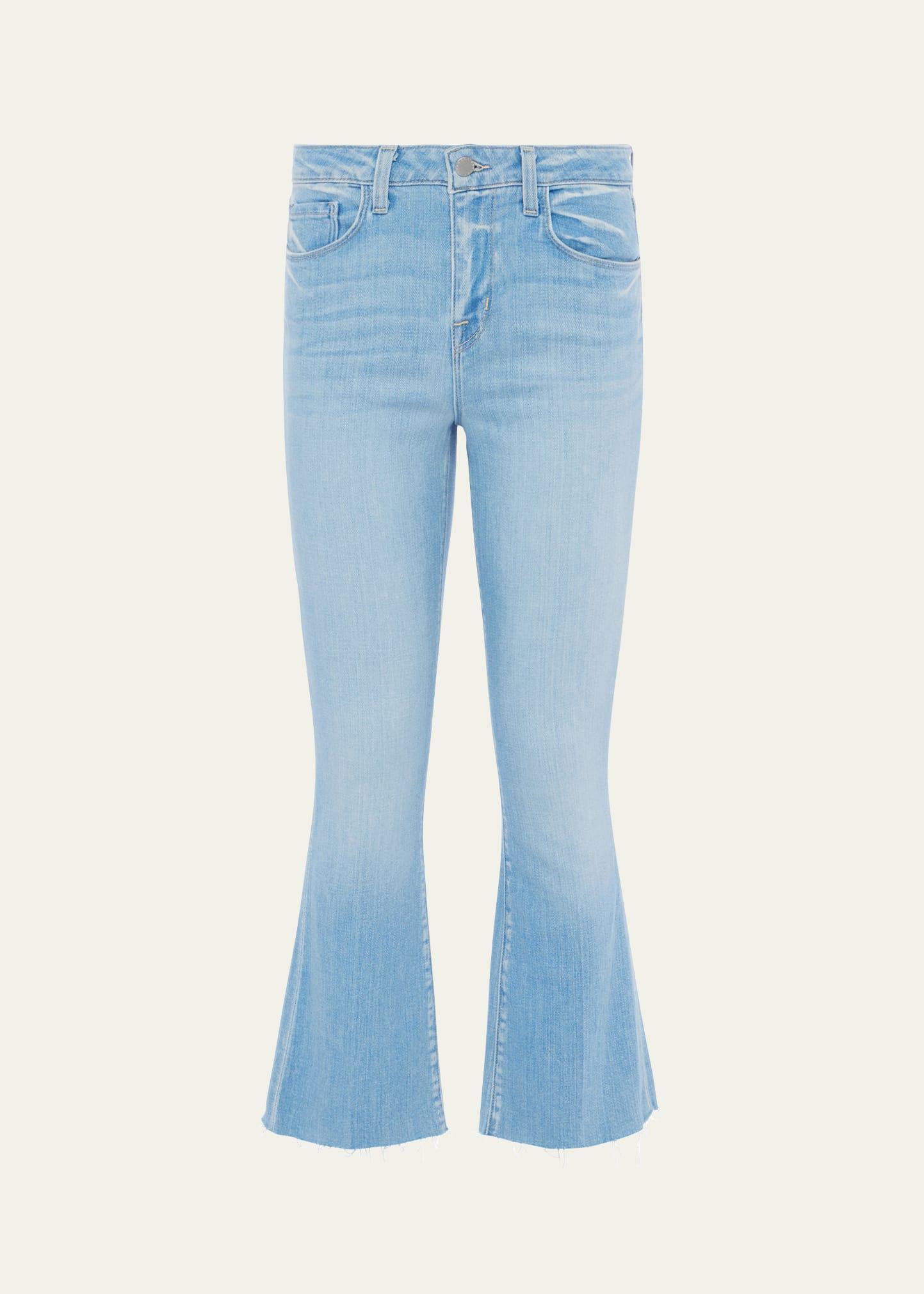 Kendra High-Rise Crop Flare Jeans with Raw Hem Product Image