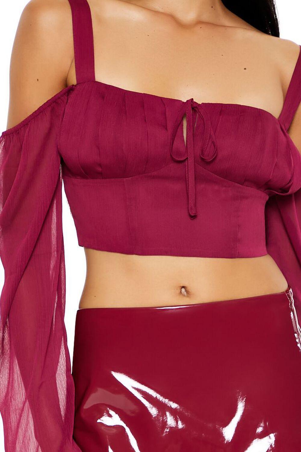 Chiffon Open-Shoulder Crop Top | Forever 21 Product Image