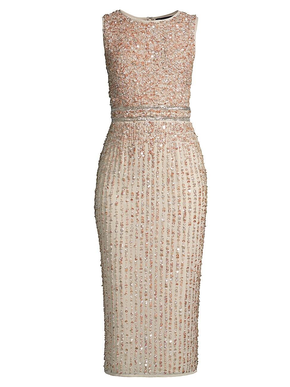 Womens Sequin Embroidered Sheath Dress Product Image