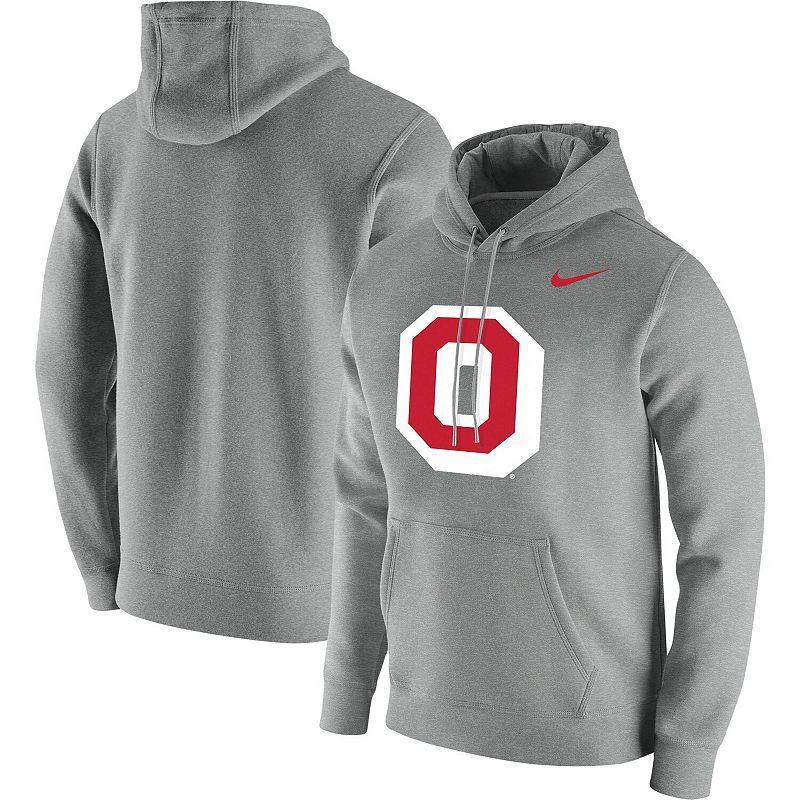 Mens Nike Heathered Gray Ohio State Buckeyes Vintage School Logo Pullover Hoodie Grey Product Image