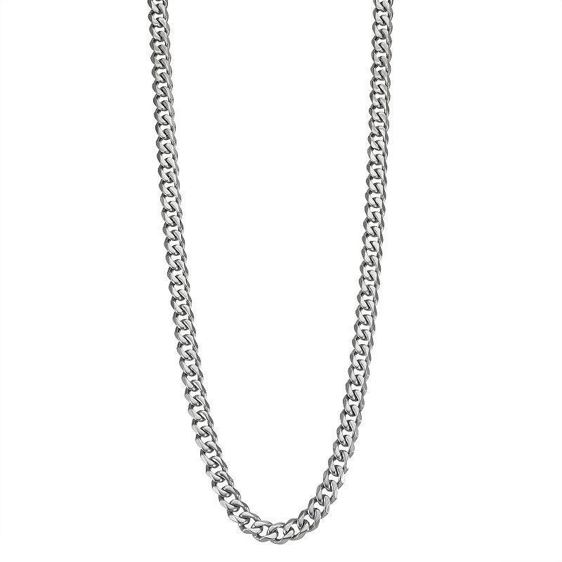 Mens Stainless Steel Cuban Chain Necklace Black Product Image