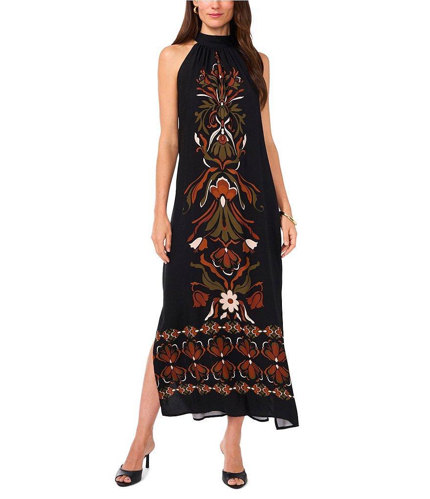 Vince Camuto Halter Sleeveless Maxi Tie Back Dress Product Image