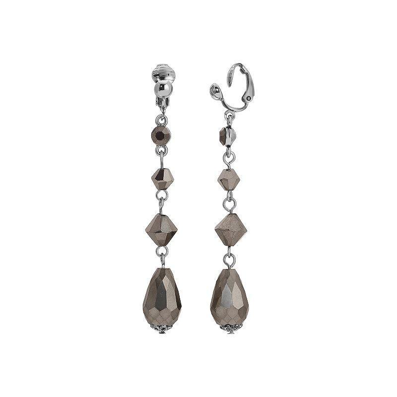 1928 Silver Tone Crystal Clip On Earrings Product Image