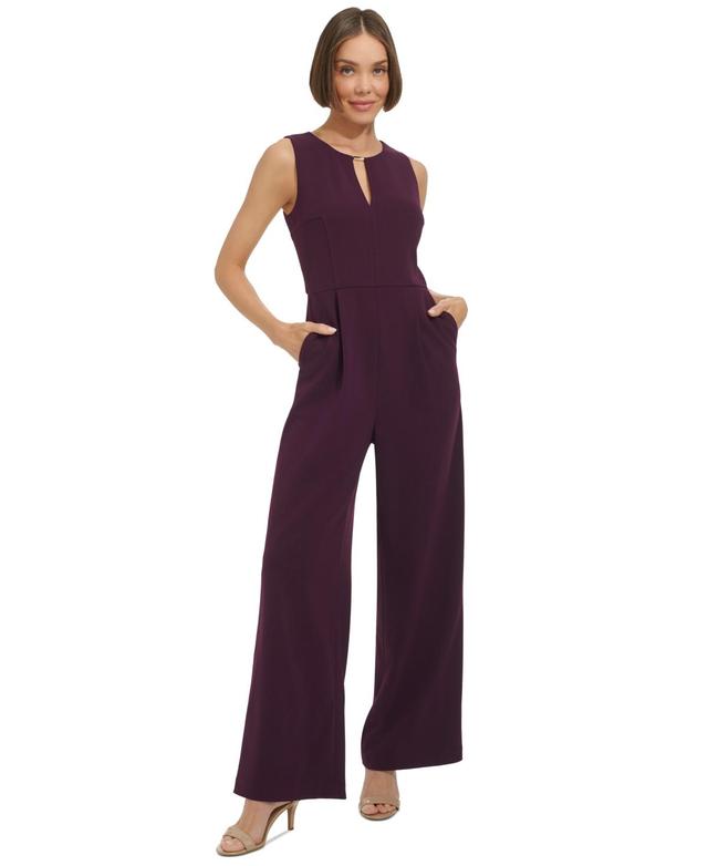 Tommy Hilfiger Womens Keyhole-Neck Sleeveless Wide-Leg Jumpsuit Product Image