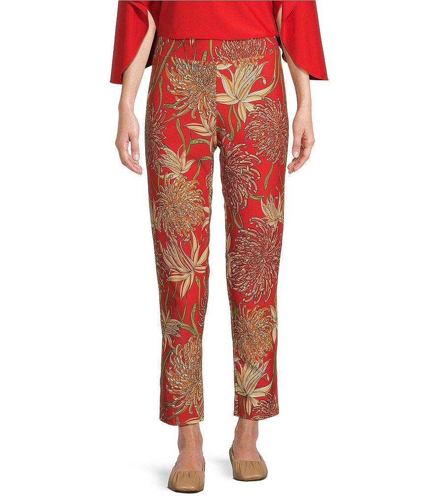 Jude Connally Lucia Classic Mums Print Jude Cloth Stretch Knit Wrinkle-Free Pull-On Coordinating Cropped Pants Product Image