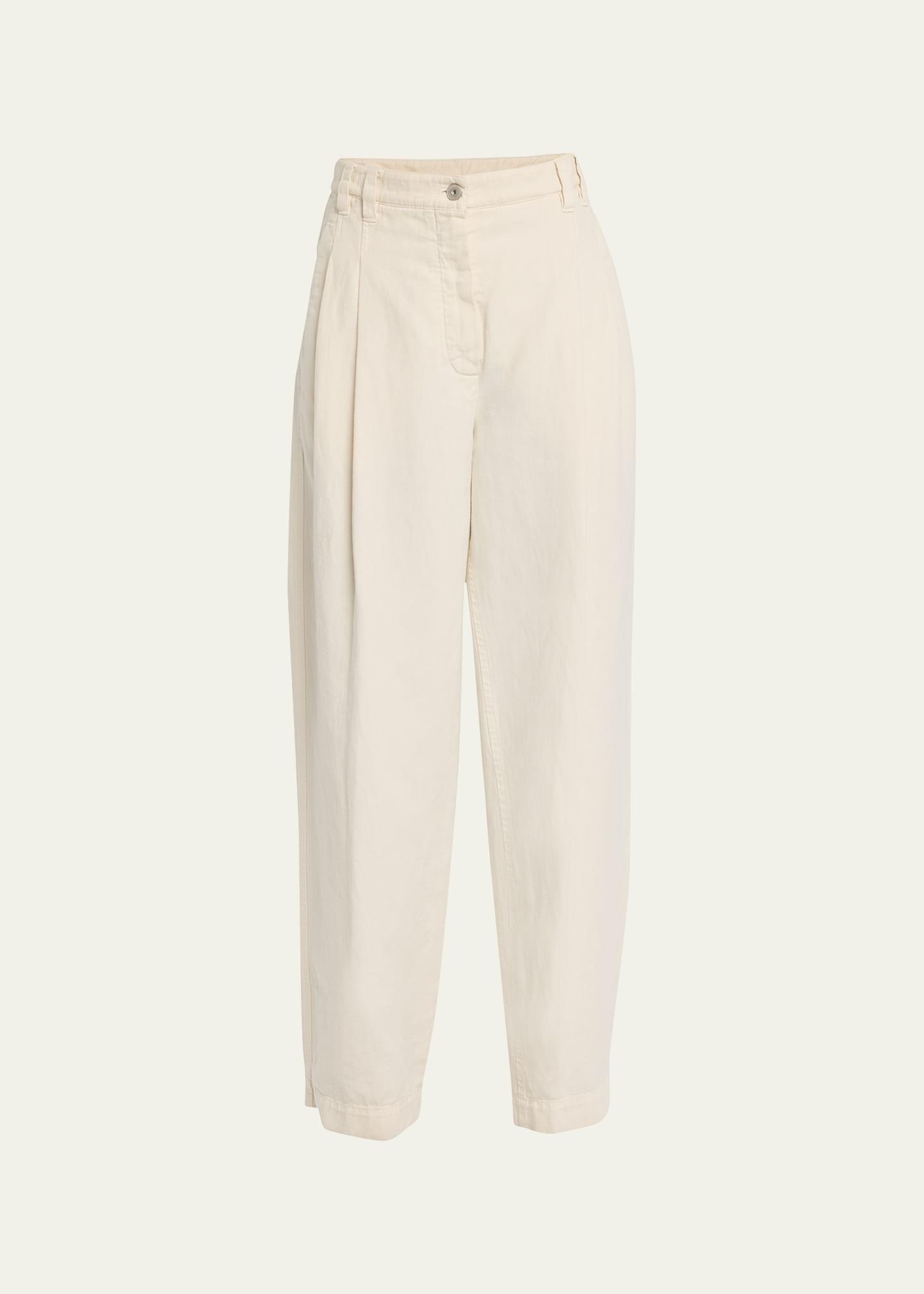 Womens Garment Dyed Relaxed Trousers In Cotton And Linen Cover Product Image