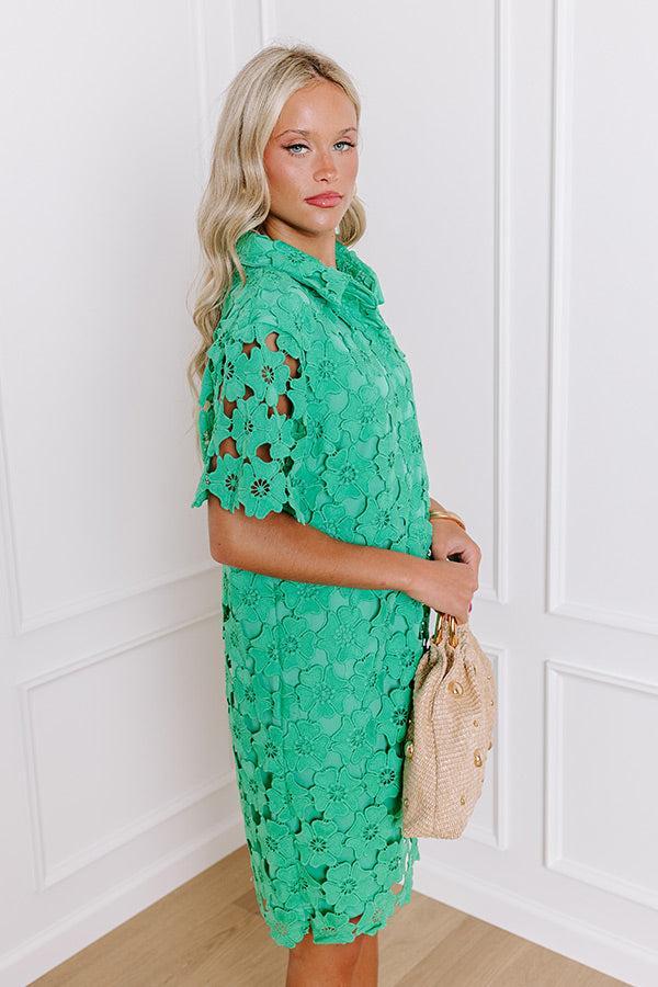 Sunshine Sunday Crochet Mini Dress in Emerald Product Image