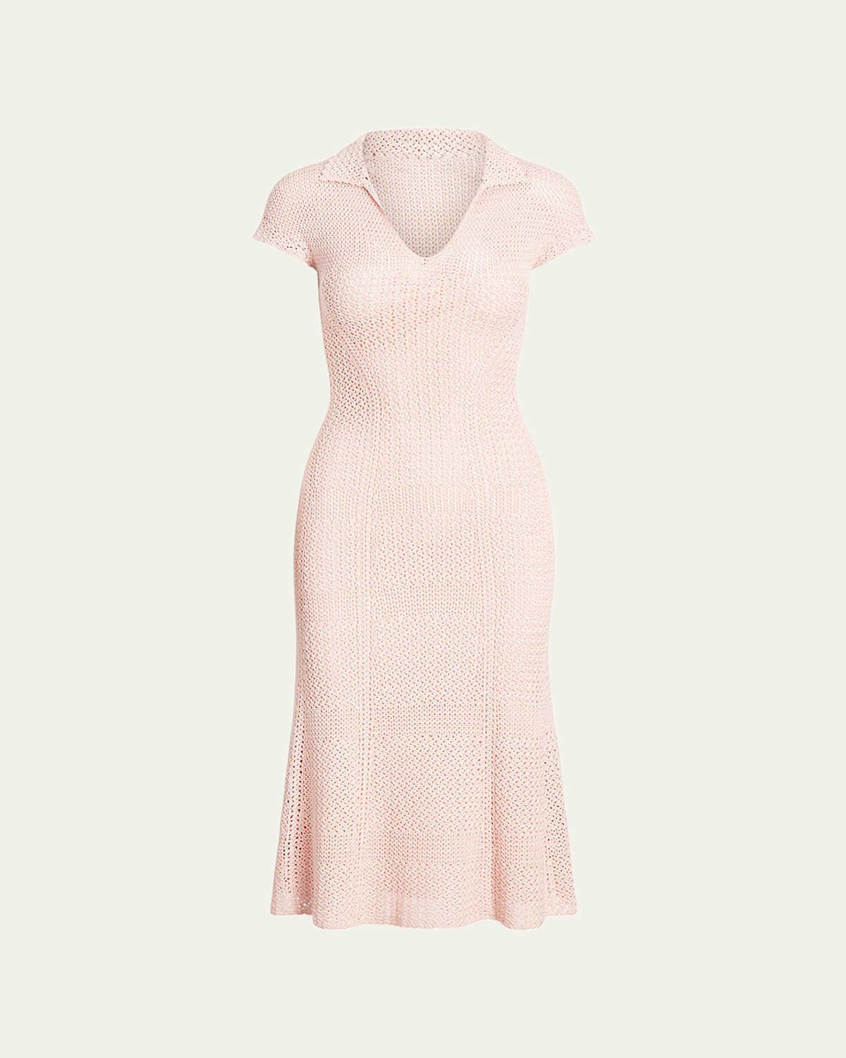 Womens Crocheted Polo Midi-Dress Product Image