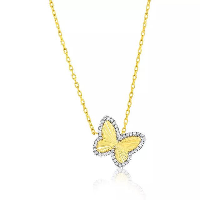 Argento Bella 14k Gold Over Silver Cubic Zirconia Butterfly Necklace, Womens Gold Tone Product Image