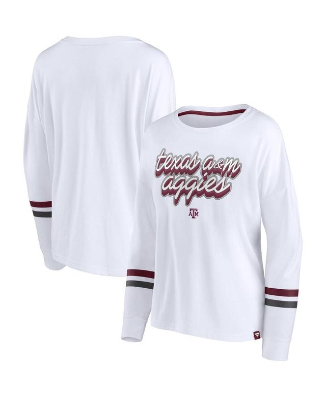 Womens Fanatics White Texas A&M Aggies Retro Power Striped Long Sleeve T-shirt Product Image