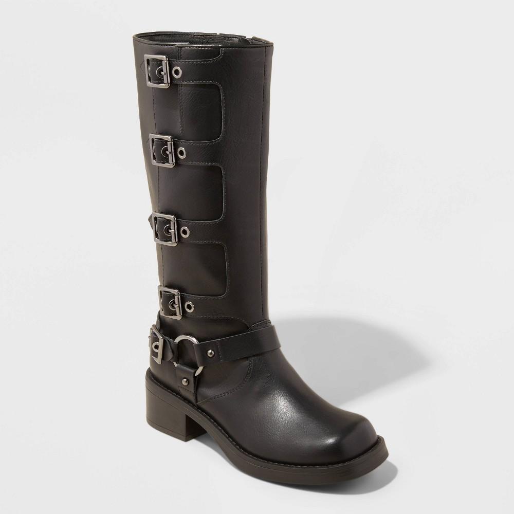 Womens Rebel Tall Moto Boots - Wild Fable Black Product Image