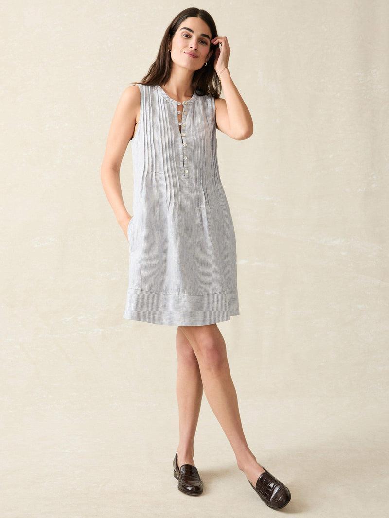 Isha Dress - Blue Mini Stripe Product Image