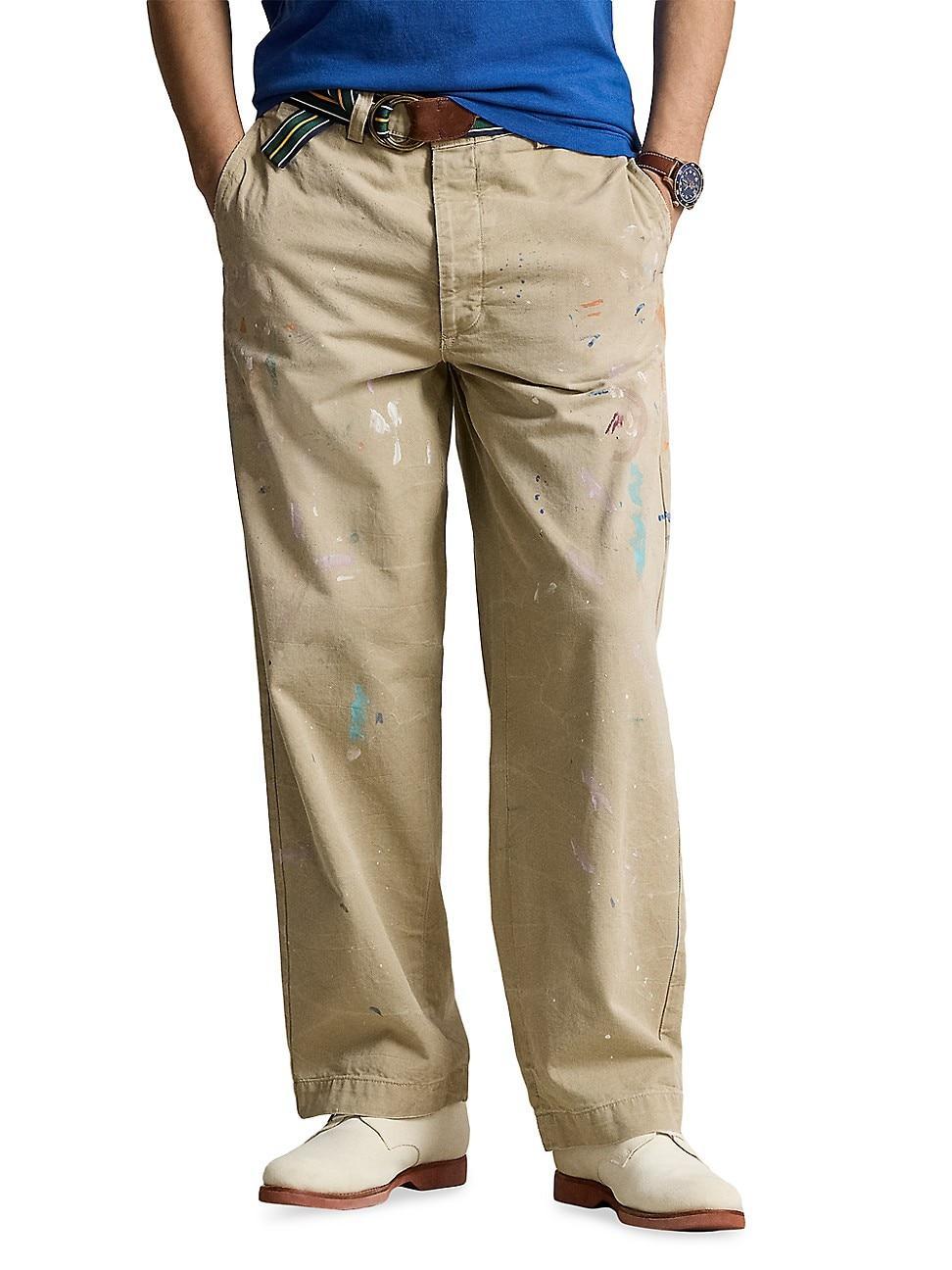 Polo Ralph Lauren Paint Spatter Cotton Twill Khaki Pants Product Image