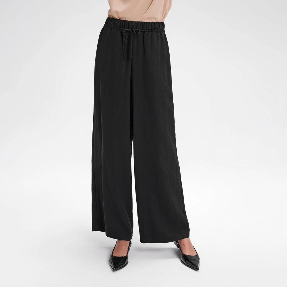 Womens High-Rise Wide Leg Pull-On Pants - A New Day Black XL Product Image