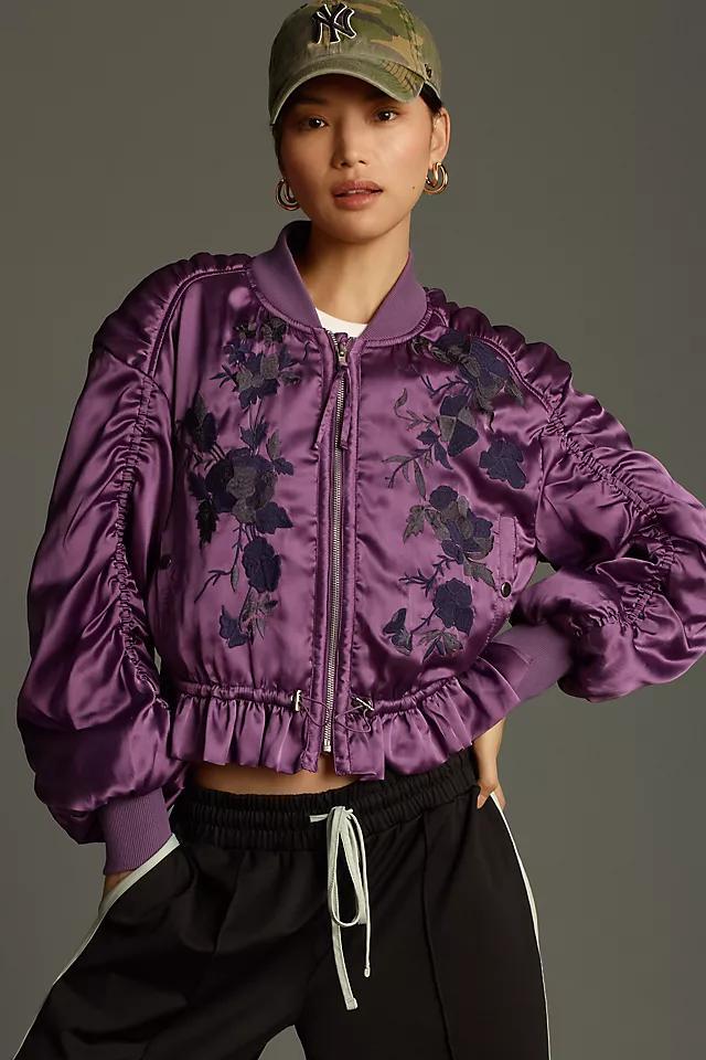 By Anthropologie Satin Embroidered Jacket Product Image