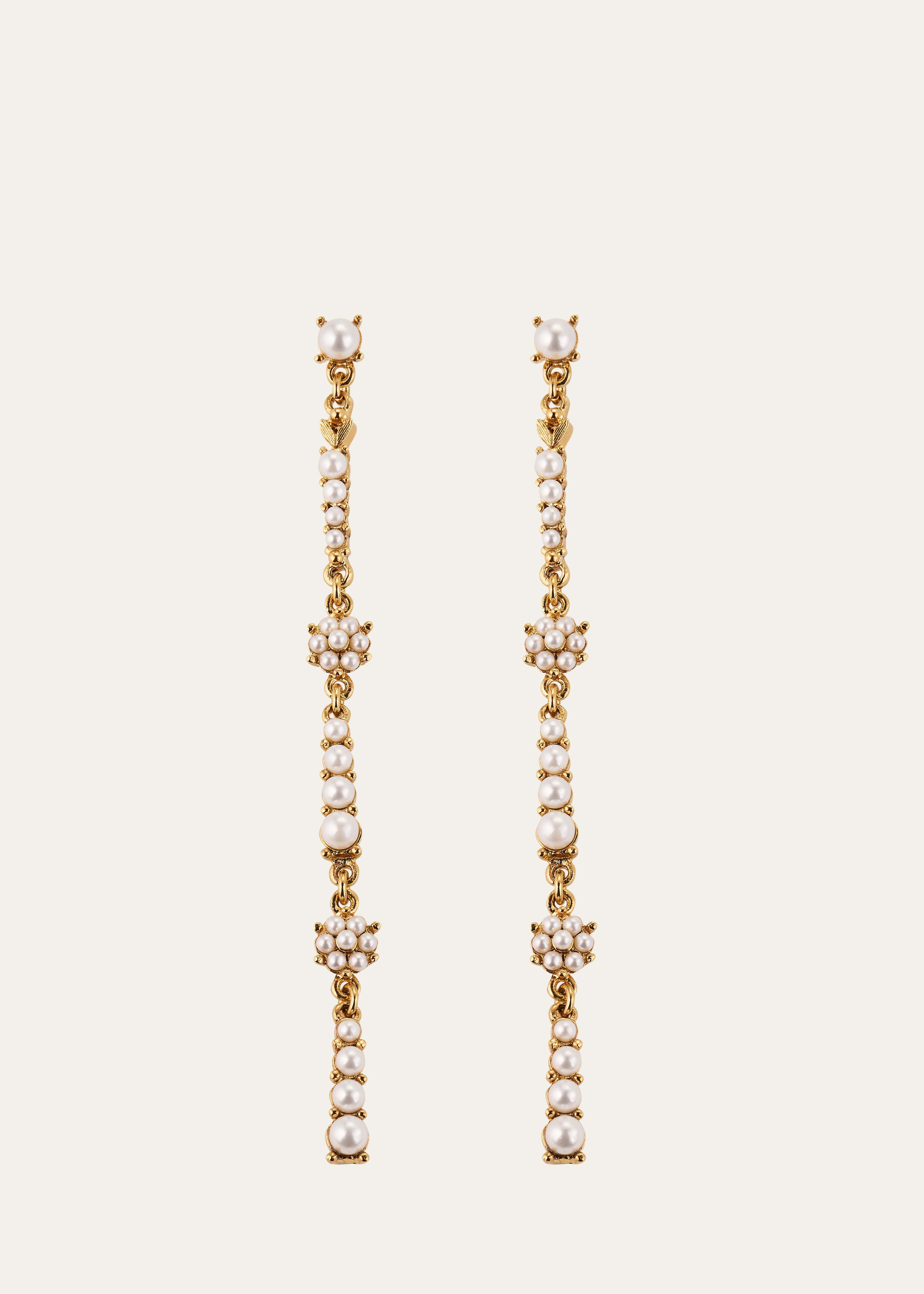 Flower Pearl Champagne Earrings Product Image