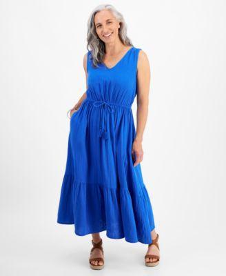 Petite Cotton Sleeveless Midi Dress, Created for Macy's Product Image