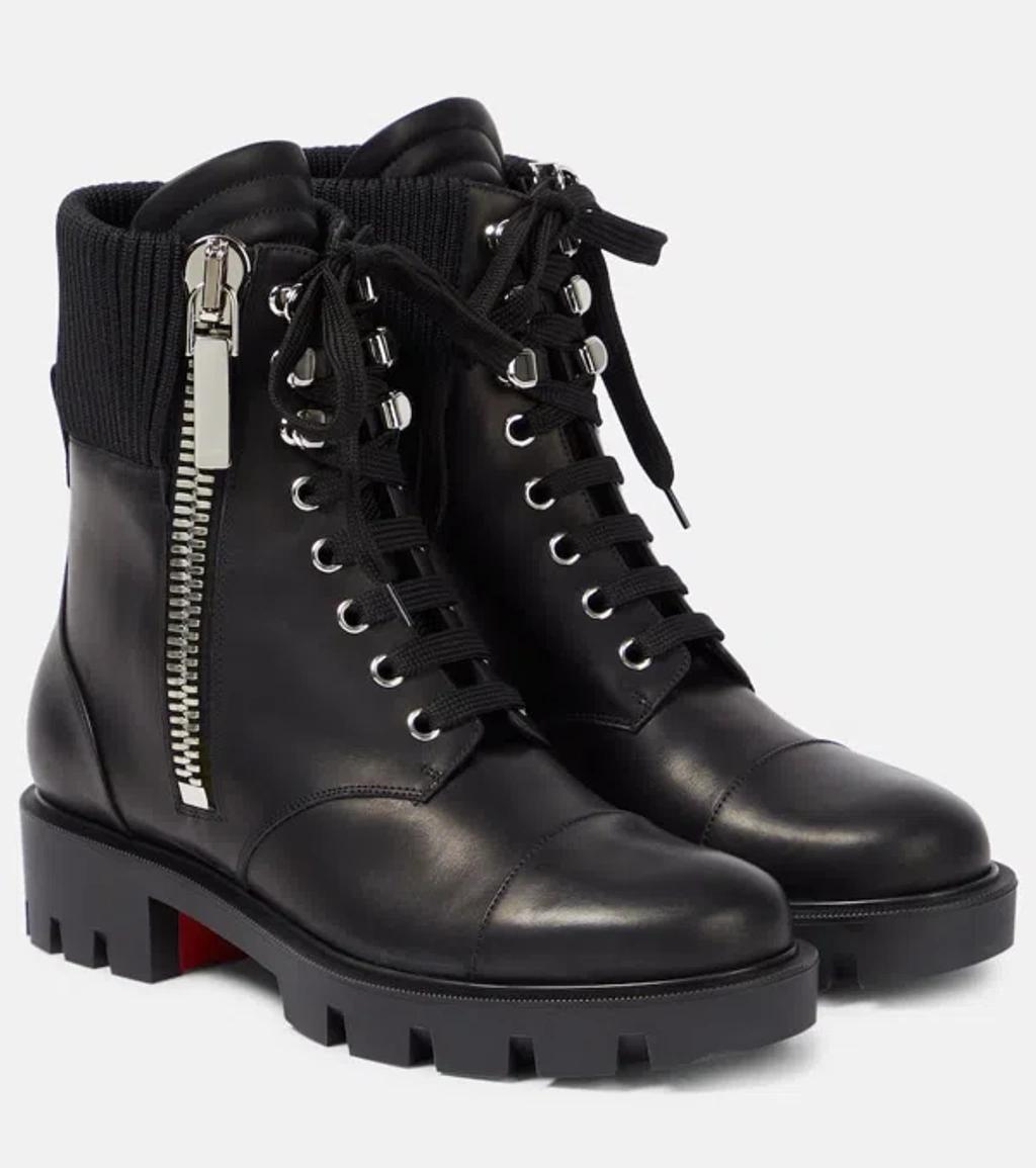 CHRISTIAN LOUBOUTIN En Hiver Lug Leather Combat Boots In Black Product Image