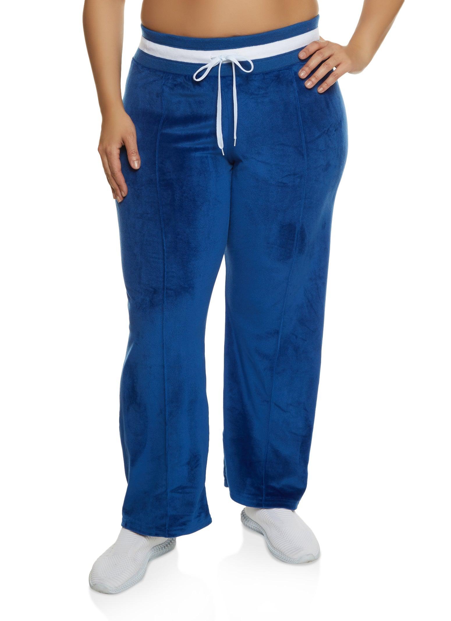 Womens Plus Size Velour Pintuck Straight Leg Sweatpants Product Image