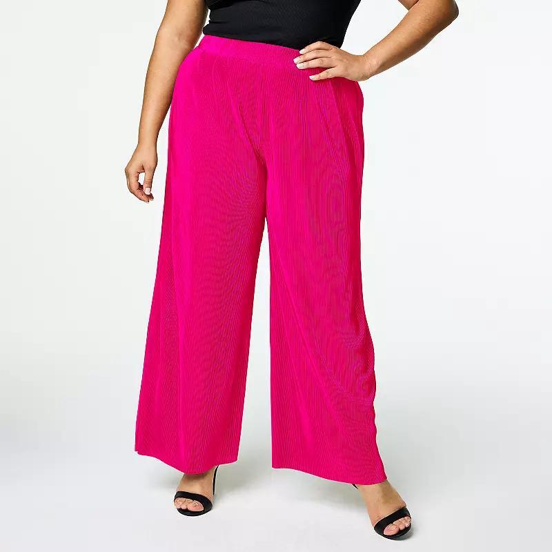 Plus Size INTEMPO Pull-On Accordion Pleat Pants, Womens Pink Product Image