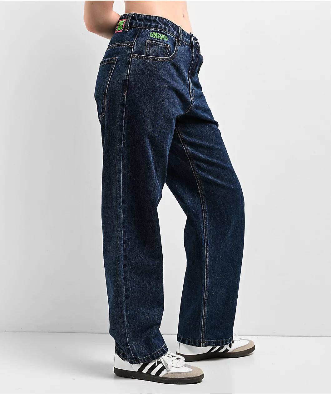 Empyre Loiter Blue Slouchy Straight Leg Jeans Product Image