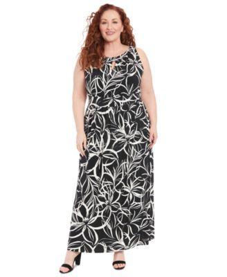 Plus Size Floral-Print Halter-Neck Maxi Dress Product Image