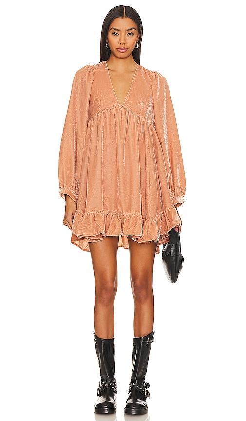 Free People Estella Velvet Mini in Coral. Product Image