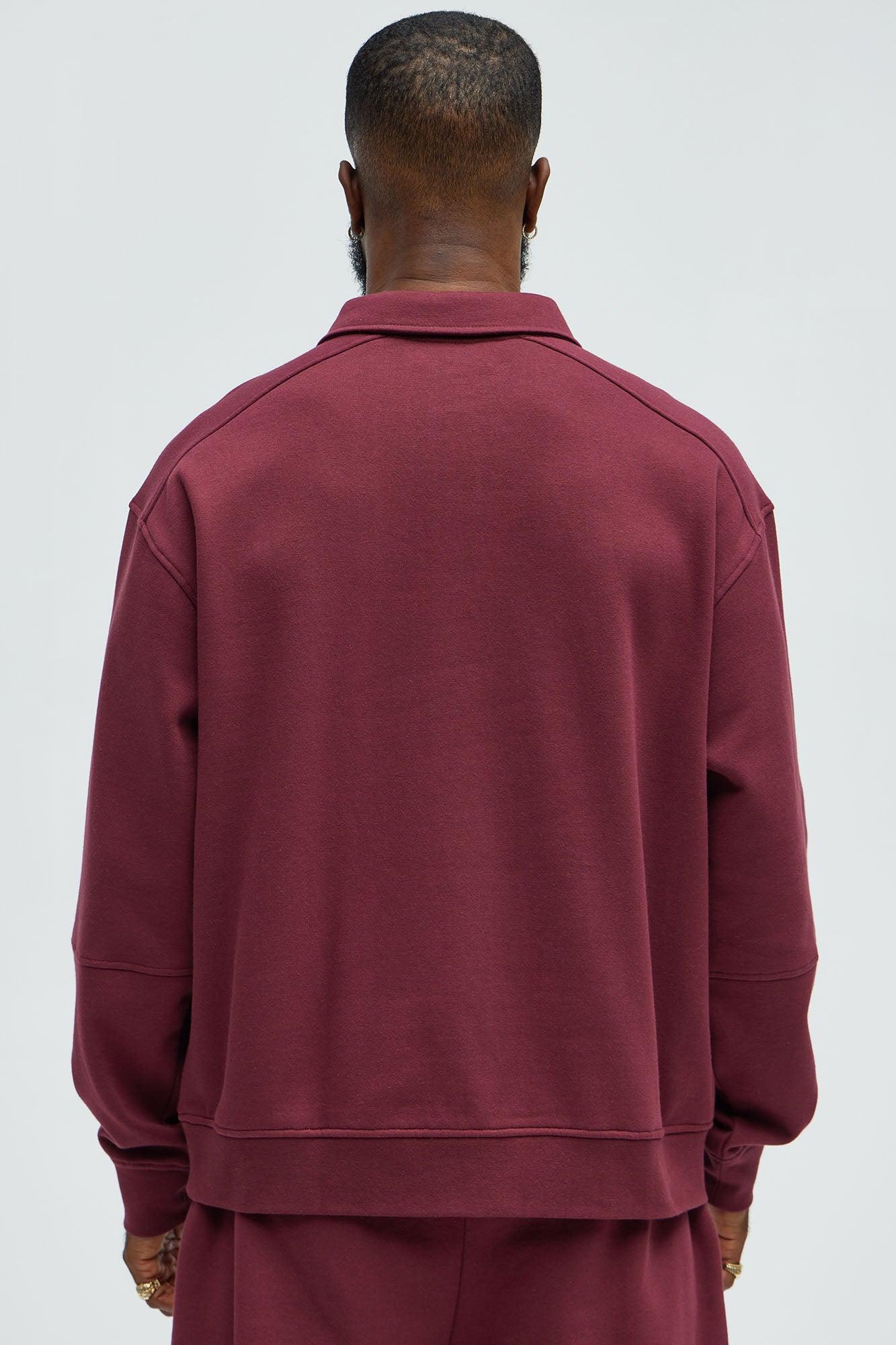 Rodeo Drive LA Collar Sweatshirt - Burgundy Product Image