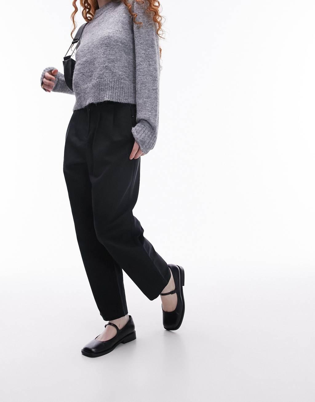 Topshop high rise peg pants in black  Product Image